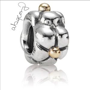 EUC Pandora 790125 Sterling Silver & 14k Yellow Gold Tipped Flower Charm